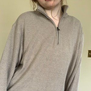 Beige Oversized Zip Sweater